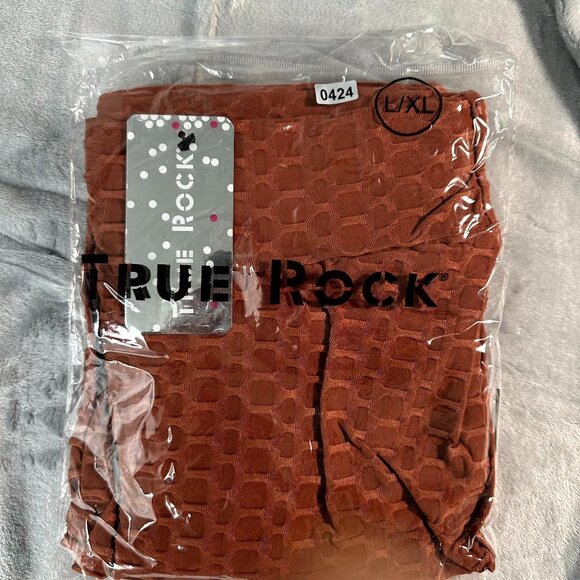 True Rock Women's Honeycomb Stretch High Waist Leggings Running Errands Rust  L - Picture 9 of 9